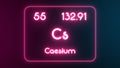 Modern periodic table Caesium element neon text Illustration Royalty Free Stock Photo