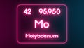 Modern periodic table Molybdenum element neon text Illustration