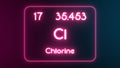 Modern periodic table Chlorine element neon text Illustration Royalty Free Stock Photo