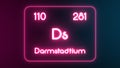 Modern periodic table Darmstadtium element neon text Illustration Royalty Free Stock Photo