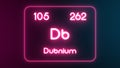 Modern periodic table Dubnium element neon text Illustration Royalty Free Stock Photo