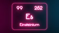 Modern periodic table Einsteinium element neon text Illustration Royalty Free Stock Photo
