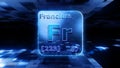 Modern periodic table element Francium 3D illustration