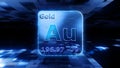 Modern periodic table element Gold 3D illustration