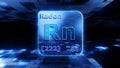 Modern periodic table element Radon 3D illustration