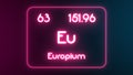 Modern periodic table Europium element neon text Illustration Royalty Free Stock Photo