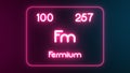 Modern periodic table Fermium element neon text Illustration