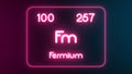 Modern periodic table Fermium element neon text Illustration Royalty Free Stock Photo