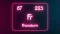 Modern periodic table Francium element neon text Illustration Royalty Free Stock Photo