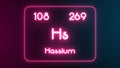 Modern periodic table Hassium element neon text Illustration Royalty Free Stock Photo