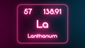 Modern periodic table Lanthanum element neon text Illustration Royalty Free Stock Photo