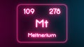 Modern periodic table Meitnerium element neon text Illustration Royalty Free Stock Photo