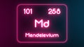 Modern periodic table Mendelevium element neon text Illustration Royalty Free Stock Photo