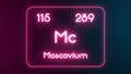 Modern periodic table Moscovium element neon text Illustration Royalty Free Stock Photo