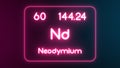 Modern periodic table Neodymium element neon text Illustration Royalty Free Stock Photo