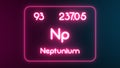 Modern periodic table Neptunium element neon text Illustration