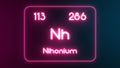 Modern periodic table Nihonium element neon text Illustration Royalty Free Stock Photo