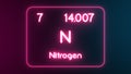 Modern periodic table Nitrogen element neon text Illustration