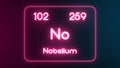 Modern periodic table Nobelium element neon text Illustration Royalty Free Stock Photo