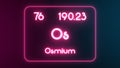 Modern periodic table Osmium element neon text Illustration