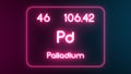 Modern periodic table Palladium element neon text Illustration