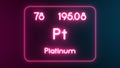 Modern periodic table Platinum element neon text Illustration