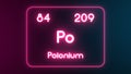 Modern periodic table Polonium element neon text Illustration Royalty Free Stock Photo