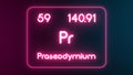 Modern periodic table Praseodymium element neon text Illustration Royalty Free Stock Photo