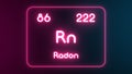 Modern periodic table Radon element neon text Illustration Royalty Free Stock Photo