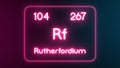 Modern periodic table Rutherfordium element neon text Illustration Royalty Free Stock Photo