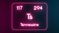 Modern periodic table Tennessine element neon text Illustration