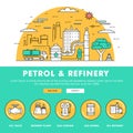 Modern petrol industry thin block line flat color icons and comp