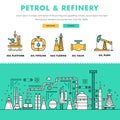 Modern petrol industry thin block line flat color icons and comp