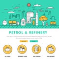 Modern petrol industry thin block line flat color icons and comp