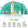 Modern petrol industry thin block line flat color icons and comp