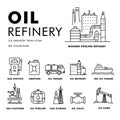 Modern petrol industry thin block line flat icons