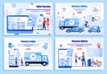 Modern Pharmacy Delivery Services Vector Web Pages