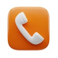 Modern phone icon with white receiver on orange square background for communication apps isolated on white background Royalty Free Stock Photo