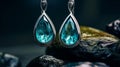 Modern Photography Of Green Tear Earrings In Autumn Style