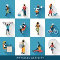 Modern physical activity icons set