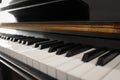 Modern piano with black and white keys, closeup