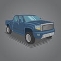 Modern pickup truck vector illustration. SUV 4x4 offroad wehicle Royalty Free Stock Photo