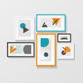 Modern Picture Frame Set Hanging on Wall. Vector