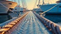 Modern pier for luxury yacht in marina Royalty Free Stock Photo