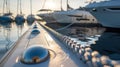 Modern pier for luxury yacht in marina Royalty Free Stock Photo