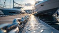 Modern pier for luxury yacht in marina Royalty Free Stock Photo