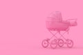 Modern Pink Baby Carriage, Stroller, Pram Mock Up in Duotone Style. 3d Rendering Royalty Free Stock Photo