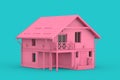 Modern Pink Brick Family House Cottage in Duotone Style. 3d Rendering Royalty Free Stock Photo