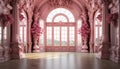 Modern pink color decorates the old home interior elegantly generated by AI Royalty Free Stock Photo