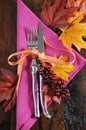 Modern Pink and Orange Fall Table Place Setting Royalty Free Stock Photo